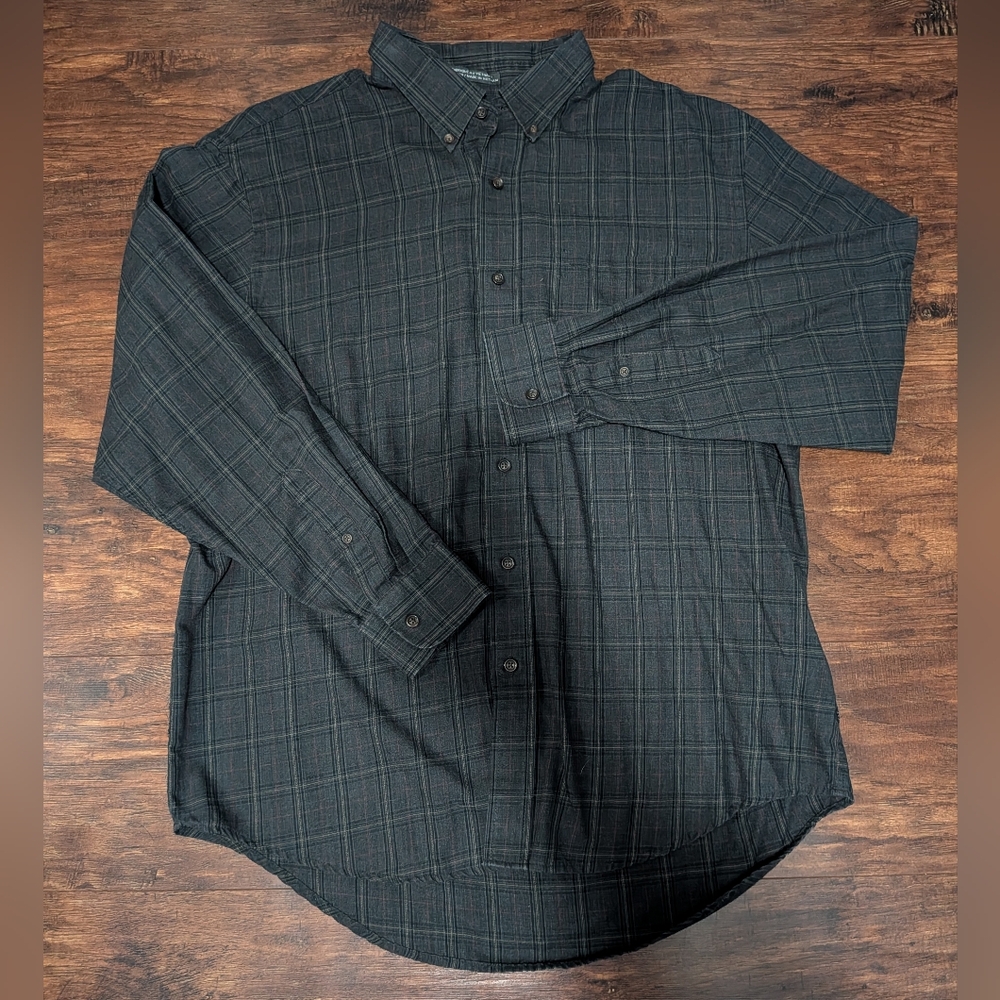 Arrow Men's Black Plaid Button-Down Shirt (L) - Picture 4 of 11
